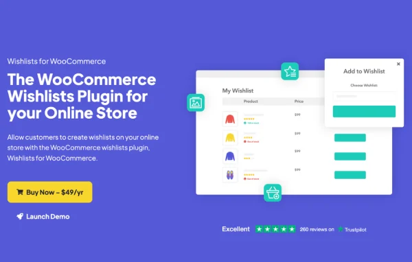 Wishlists for WooCommerce plugin banner by Iconic