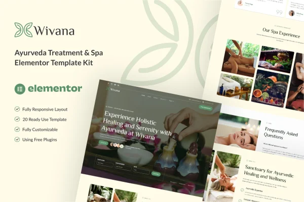 Wivana Ayurveda treatment and spa Elementor template kit preview