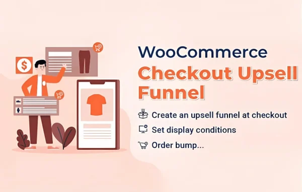 WooCommerce Checkout Upsell Funnel Premium plugin banner showing checkout order bump offers