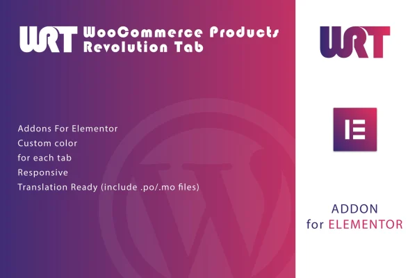 WooCommerce Products Revolution Tab for Elementor plugin banner with tabbed product layout