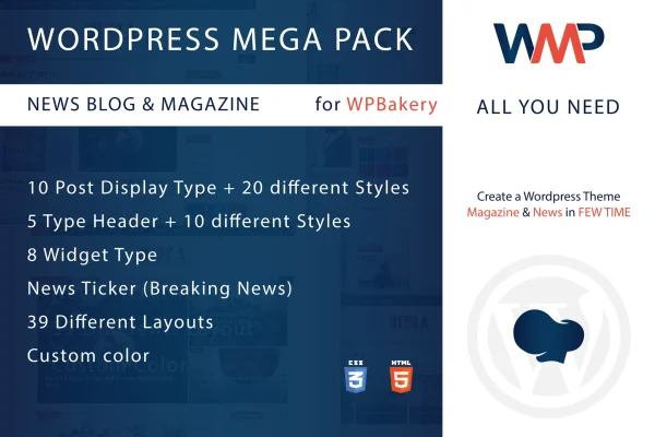 Wordpress Mega Pack for Visual Composer news and blog layouts banner