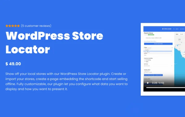 WordPress Store Locator plugin banner with a map and store location markers