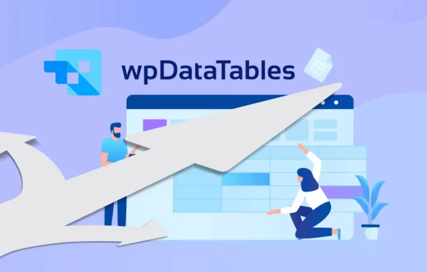 wpDataTables plugin banner with sample tables and charts