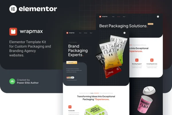 Wrapmax packaging and branding agency Elementor template kit preview