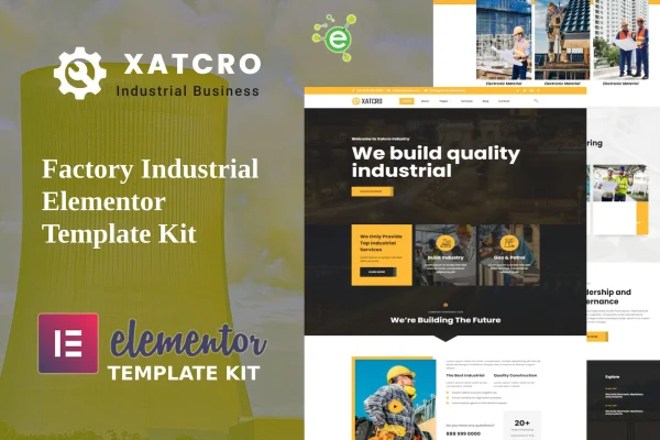 Xatcro factory and industrial Elementor template kit preview