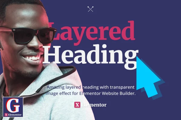 XElementor Layered Heading plugin banner showing text layered with an image
