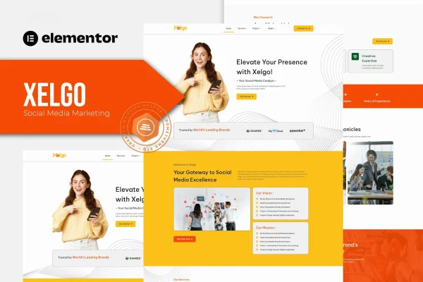Xelgo social media marketing Elementor template kit cover image