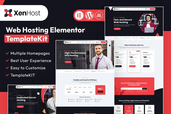 XenHost web hosting Elementor template kit cover image