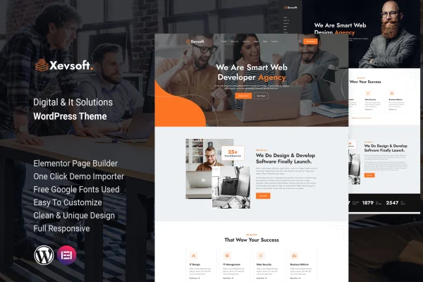 Xevsoft digital and IT solutions WordPress theme preview