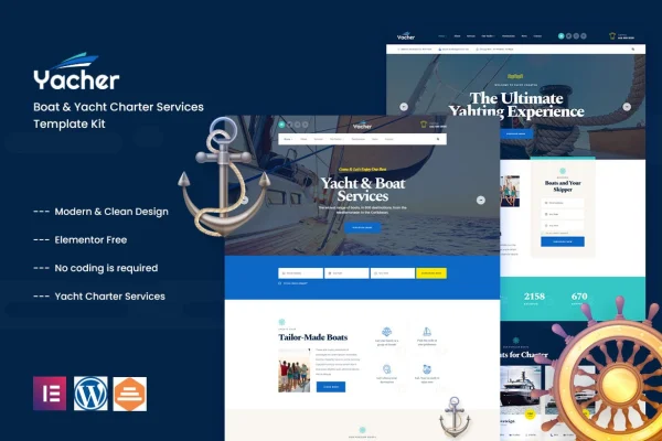 Yachter boat and yacht charter Elementor template kit preview