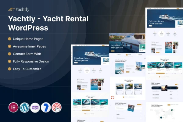 Yachtly yacht rental WordPress theme preview