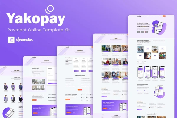 Yakopay online payment app Elementor template kit preview
