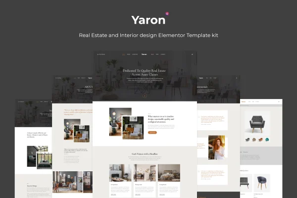 Yaron real estate and interior design Elementor template kit preview