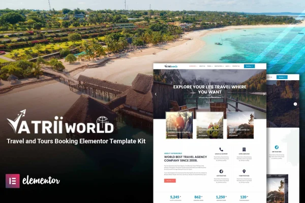 Yatriiworld travel and tours booking Elementor template kit preview