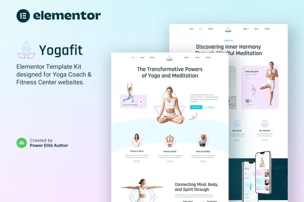 Yogafit yoga and meditation Elementor template kit preview