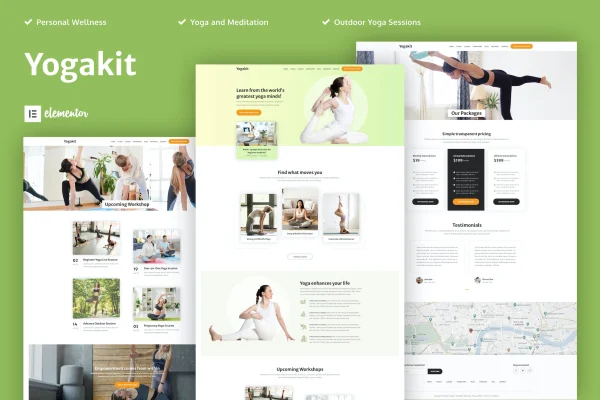 Yogakit yoga and meditation Elementor template kit preview