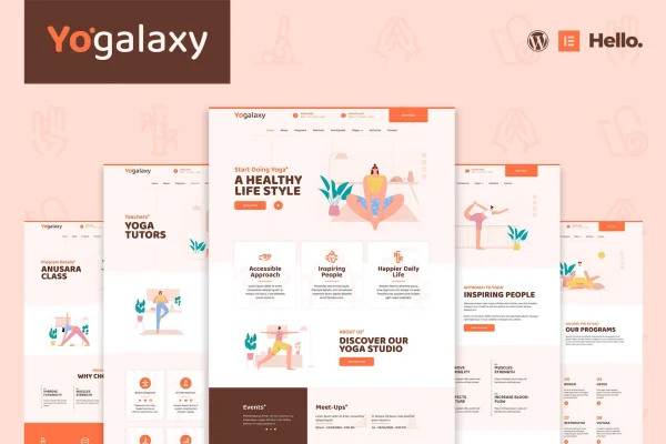 Yogalaxy yoga and Pilates studio Elementor template kit preview