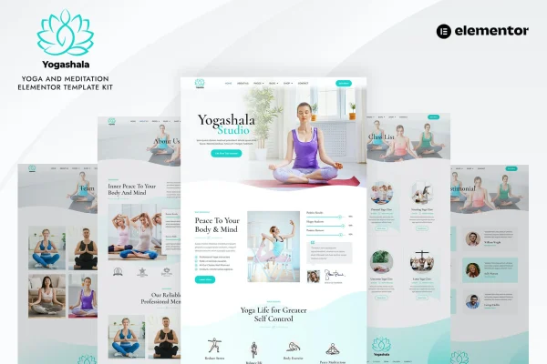 Yogashala yoga and meditation Elementor template kit preview