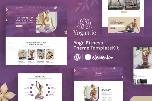 Yogastic yoga and fitness Elementor template kit preview