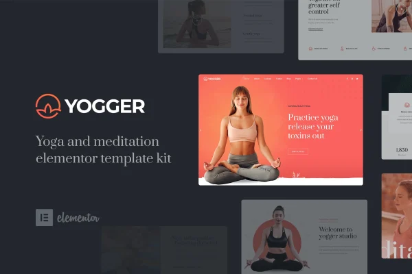 Yogger meditation and yoga Elementor template kit preview