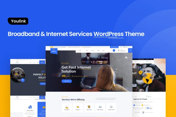 Youlink broadband and internet services WordPress theme preview