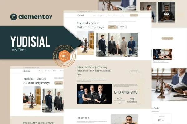 Yudisial law firm Elementor template kit cover image