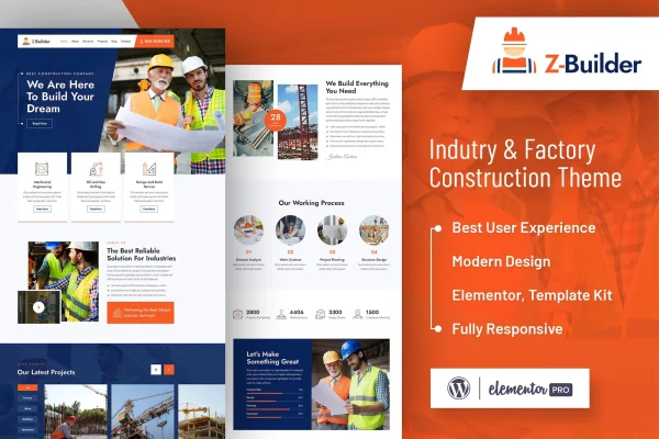 Z-Builder construction Elementor template kit page layouts preview