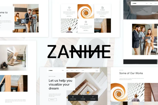 Zanine architecture agency Elementor template kit preview