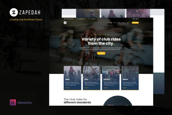 Zapedah cycling club WordPress theme preview