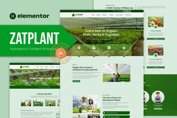Zatplant hydroponic garden and horticulture Elementor template kit preview