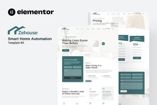 Zehouse smart home automation Elementor template kit preview