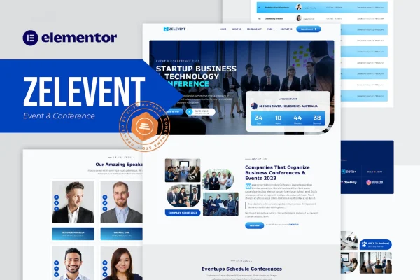 Zelevent event and conference Elementor template kit preview