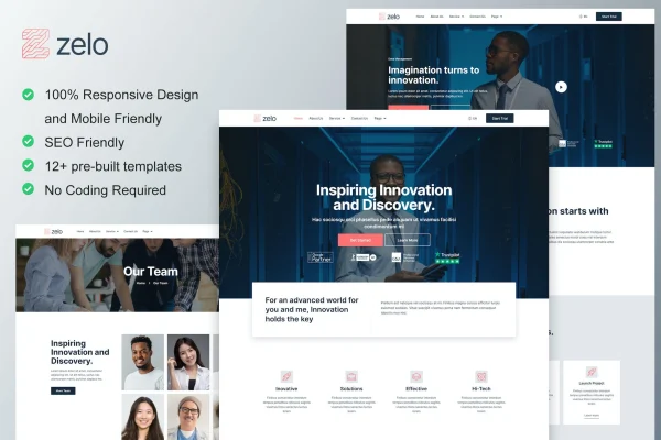 Zelo startup and technology company Elementor template kit preview