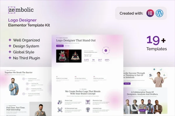 Zembolic brand design agency Elementor template kit preview
