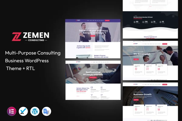 Zemen consulting business WordPress theme preview
