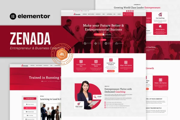 Zenada business coaching Elementor template kit cover image