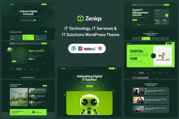 Zeniqs IT WordPress theme preview for IT technology and solutions companies