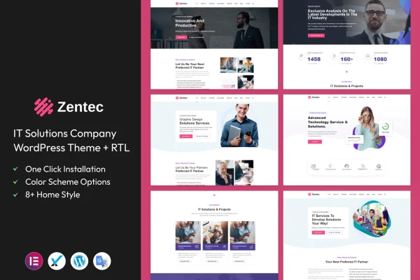 Zentec IT solutions company WordPress theme preview