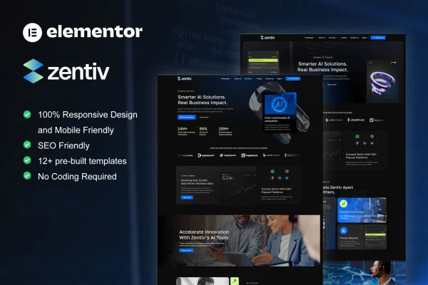 Zentiv AI services and digital company Elementor kit cover image
