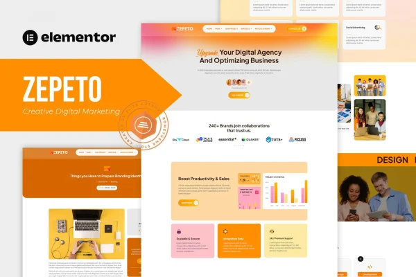 Zepeto digital marketing Elementor template kit cover image