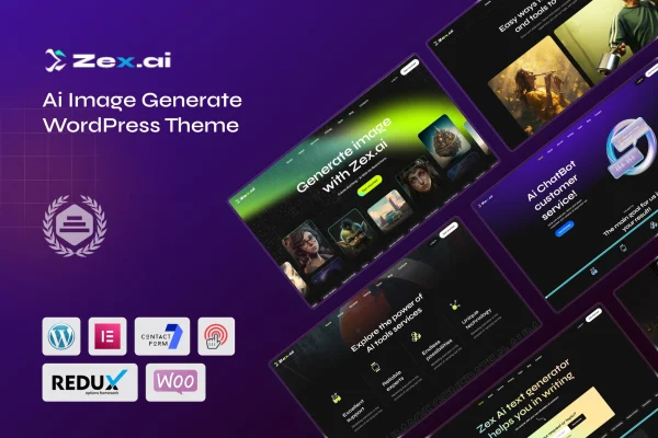 Zex AI image generation WordPress theme preview