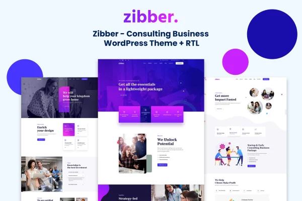 Zibber Theme consulting business WordPress theme preview