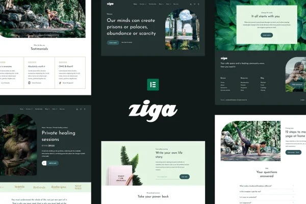 Ziga healer and life coach Elementor template kit preview