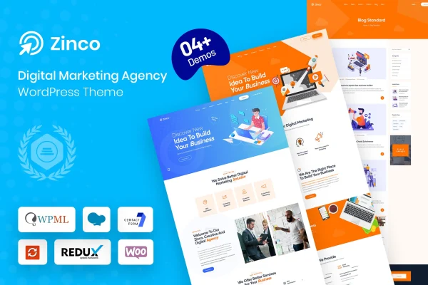 Zinco digital marketing agency WordPress theme preview
