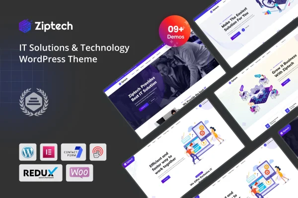 Ziptech IT solutions technology WordPress theme preview