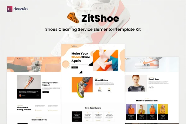 Zitshoe shoe cleaning service Elementor template kit preview