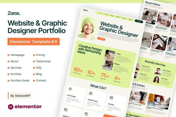 Zorox personal CV Elementor template kit cover image