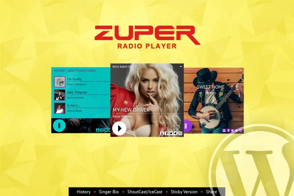 Zuper Shoutcast and Icecast radio player plugin banner