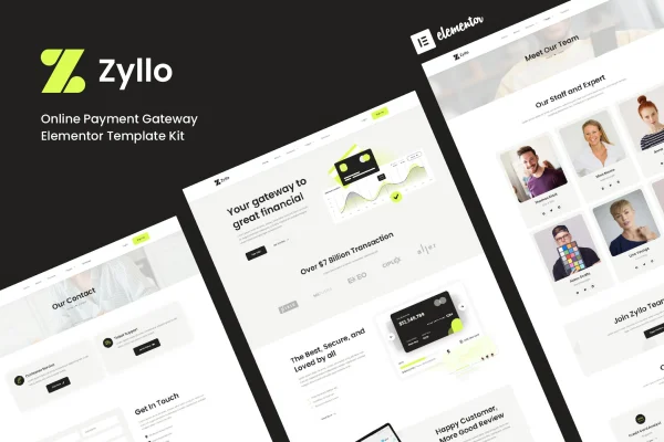 Zyllo online payment gateway Elementor template kit preview